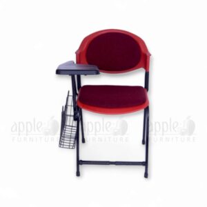 plastic study chair with writing pad, training chair with tablet arm, blue study chair for students, classroom furniture, study chairs for coaching centers, plastic chair with desk arm, Apple Furniture plastic chair