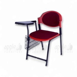 plastic study chair with writing pad, training chair with tablet arm, blue study chair for students, classroom furniture, study chairs for coaching centers, plastic chair with desk arm, Apple Furniture plastic chair