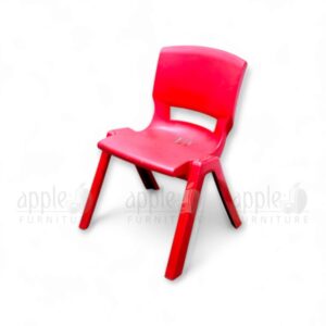 Bright red plastic study chair by Apple Furniture with ergonomic backrest, perfect for classrooms, schools, and kids’ study rooms.