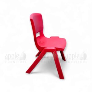 Bright red plastic study chair by Apple Furniture with ergonomic backrest, perfect for classrooms, schools, and kids’ study rooms.