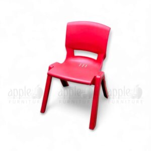Bright red plastic study chair by Apple Furniture with ergonomic backrest, perfect for classrooms, schools, and kids’ study rooms.