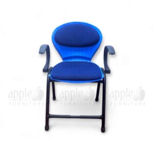 White and maroon cushioned library hall chair with black frame and armrests – APPLE AP-06-AC model by Apple Furniture.