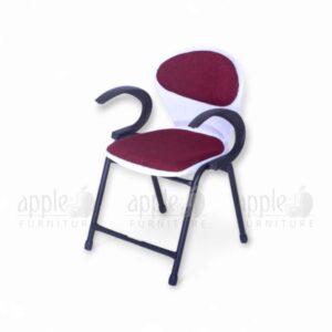 White and maroon cushioned library hall chair with black frame and armrests – APPLE AP-06-AC model by Apple Furniture.