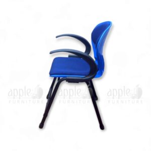 White and maroon cushioned library hall chair with black frame and armrests – APPLE AP-06-AC model by Apple Furniture.