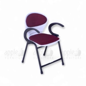 White and maroon cushioned library hall chair with black frame and armrests – APPLE AP-06-AC model by Apple Furniture.
