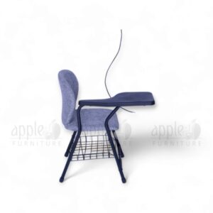 Grey luxury study chair with premium cushioned seat, writing pad, and under-seat basket by Apple Furniture – ideal for home study or upscale learning spaces