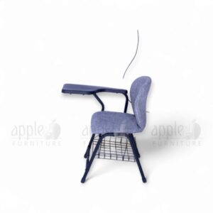 Grey luxury study chair with premium cushioned seat, writing pad, and under-seat basket by Apple Furniture – ideal for home study or upscale learning spaces