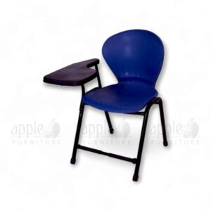 Green plastic peacock study chair with writing pad by Apple Furniture, designed for modern classrooms, study rooms, and academic settings.