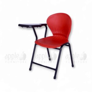 peacock fix study chair with fixed black writing pad and sturdy steel frame by Apple Furniture, perfect for classrooms and study rooms.