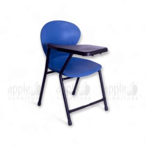 peacock fix study chair with fixed black writing pad and sturdy steel frame by Apple Furniture, perfect for classrooms and study rooms.