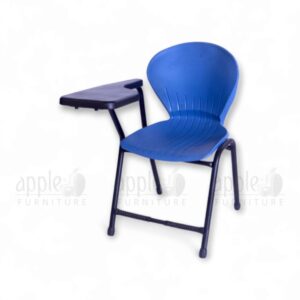 peacock fix study chair with fixed black writing pad and sturdy steel frame by Apple Furniture, perfect for classrooms and study rooms.