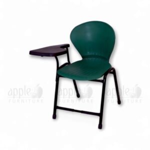 peacock fix study chair with fixed black writing pad and sturdy steel frame by Apple Furniture, perfect for classrooms and study rooms.