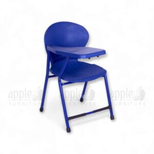 peacock fix study chair with fixed black writing pad and sturdy steel frame by Apple Furniture, perfect for classrooms and study rooms.