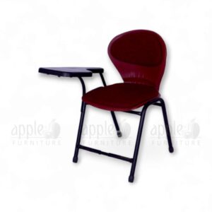 Premium comfortable study chair with plush maroon cushioning and black writing pad by Apple Furniture, ideal for students and educational spaces.