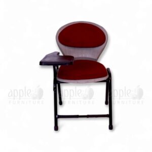 Premium comfortable study chair with plush maroon cushioning and black writing pad by Apple Furniture, ideal for students and educational spaces.