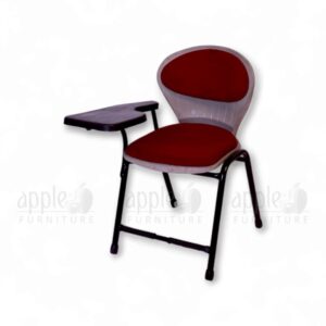 Premium comfortable study chair with plush maroon cushioning and black writing pad by Apple Furniture, ideal for students and educational spaces.