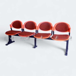 Orange and red cushioned waiting area bench with four seats – waiting area bench
