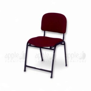 Maroon Apple AP-1011-C comfortable library chair with cushioned seat and back, black powder-coated steel frame, perfect for libraries, study rooms, and reading areas.