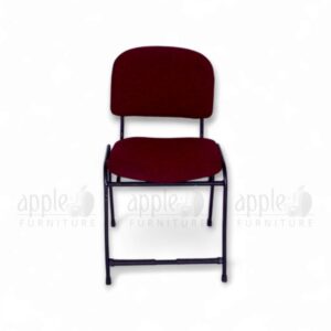Maroon Apple AP-1011-C comfortable library chair with cushioned seat and back, black powder-coated steel frame, perfect for libraries, study rooms, and reading areas.
