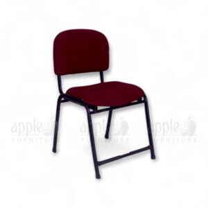 Maroon Apple AP-1011-C comfortable library chair with cushioned seat and back, black powder-coated steel frame, perfect for libraries, study rooms, and reading areas.