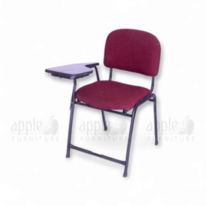 Maroon Apple AP-1011-SC Luxury Student Chair with padded seat and back, black steel frame, and right-side fixed writing pad—ideal for premium classroom seating.
