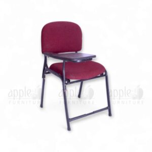 Maroon Apple AP-1011-SC Luxury Student Chair with padded seat and back, black steel frame, and right-side fixed writing pad—ideal for premium classroom seating.