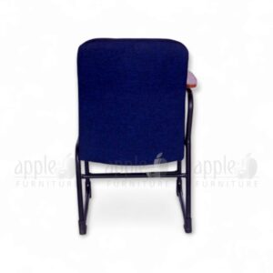 Navy blue Apple AP-1018-SCF Comfortable Study Chair with padded seat and back, black sled steel frame, and fixed wooden writing pad—perfect for classrooms, libraries, and study spaces.