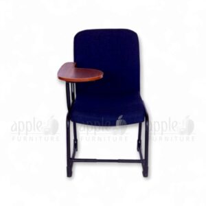 Navy blue Apple AP-1018-SCF Comfortable Study Chair with padded seat and back, black sled steel frame, and fixed wooden writing pad—perfect for classrooms, libraries, and study spaces.