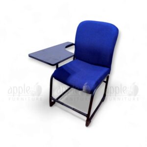 Navy blue Apple AP-1018-SCF Comfortable Study Chair with padded seat and back, black sled steel frame, and fixed wooden writing pad—perfect for classrooms, libraries, and study spaces.