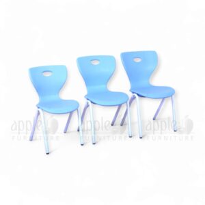 Modern school furniture chair by Apple (AP-1024-LRG) with ergonomic molded plastic seat and back, powder-coated steel legs, and stackable design—ideal for classrooms.
