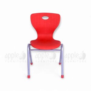 Blue blow moulding study chair (Apple AP-1024-MED) with ergonomic HDPE seat, curved backrest, and white steel legs—durable, modern, and ideal for school classrooms.