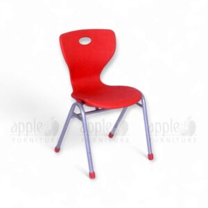 Blue blow moulding study chair (Apple AP-1024-MED) with ergonomic HDPE seat, curved backrest, and white steel legs—durable, modern, and ideal for school classrooms.