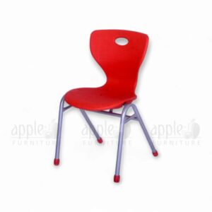 Blue blow moulding study chair (Apple AP-1024-MED) with ergonomic HDPE seat, curved backrest, and white steel legs—durable, modern, and ideal for school classrooms.