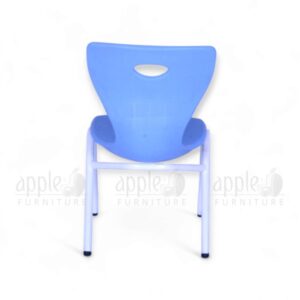 Blue imported kids chair (Apple AP-1024-SML) with ergonomic blow moulded seat and white steel legs, ideal for schools, playrooms, and nurseries.