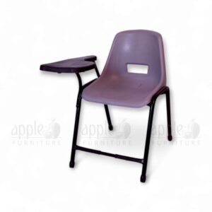 Blue Apple AP-204-S Holo Shell Study Chair with attached writing pad, ergonomic plastic shell seat, and sturdy metal frame for classroom, coaching, and exam hall use.