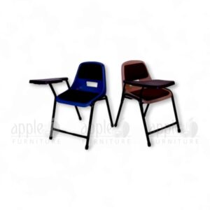 Apple AP-204-SC padded study chair with attached writing pad, ergonomic shell seat, and metal frame – ideal COLLEGE FURNITURE for modern classrooms and lecture halls.