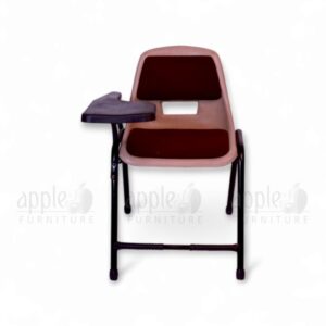 Apple AP-204-SC padded study chair with attached writing pad, ergonomic shell seat, and metal frame – ideal COLLEGE FURNITURE for modern classrooms and lecture halls.