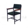 Green Apple AP-228-AC-GRN Steel and Cushioned Teacher Chair with padded seat and backrest, black steel frame, and wooden armrests for school and office use.