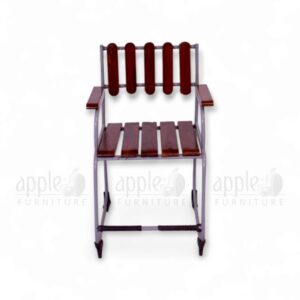 Silver Apple AP-229-AW-SLV Wooden Teacher Chair with solid wood slat seat and backrest, armrests, and a steel frame for school and office use.