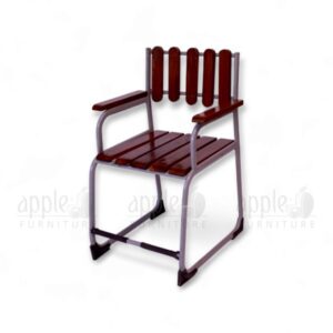 Silver Apple AP-229-AW-SLV Wooden Teacher Chair with solid wood slat seat and backrest, armrests, and a steel frame for school and office use.