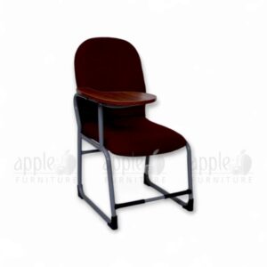Maroon Apple AP-237-SCF Luxury Student Chair with padded seat and back, silver steel frame, and fixed wooden writing pad for premium classroom seating.