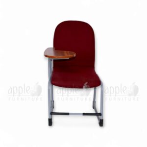 Maroon Apple AP-237-SCF Luxury Student Chair with padded seat and back, silver steel frame, and fixed wooden writing pad for premium classroom seating.