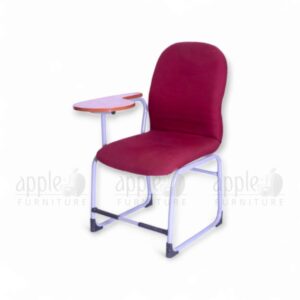 Maroon Apple AP-237-SCF Luxury Student Chair with padded seat and back, silver steel frame, and fixed wooden writing pad for premium classroom seating.