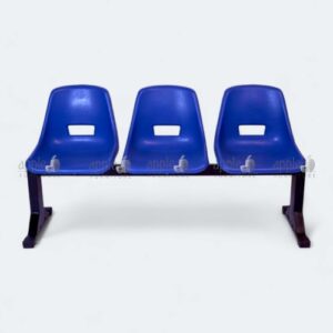 Three-seater waiting area furniture with red, green, and orange plastic seats – waiting area furniture