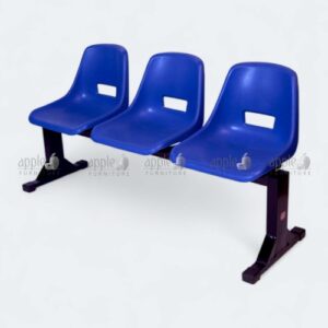Three-seater waiting area furniture with red, green, and orange plastic seats – waiting area furniture