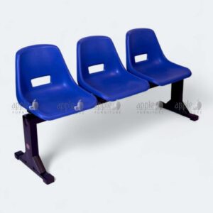 Three-seater waiting area furniture with red, green, and orange plastic seats – waiting area furniture