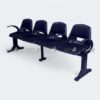 Black 4-seater public area seating bench with armrests and steel frame – public area seating