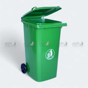 Green plastic dustbin with lid and wheels – plastic dustbin outdoor, plastic dustbins with lid