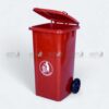 Red plastic trash bin with lid and wheels – Plastic Dustbin 120 Liter, large plastic dustbin