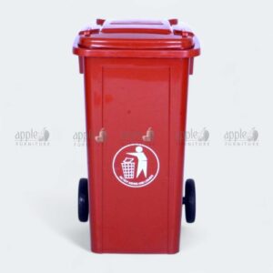 Red plastic trash bin with lid and wheels – Plastic Dustbin 120 Liter, large plastic dustbin